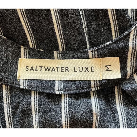 Saltwater Luxe Stripe Button Up Midi Shirt Dress Flutter Sleeve Size Medium - Picture 5 of 6